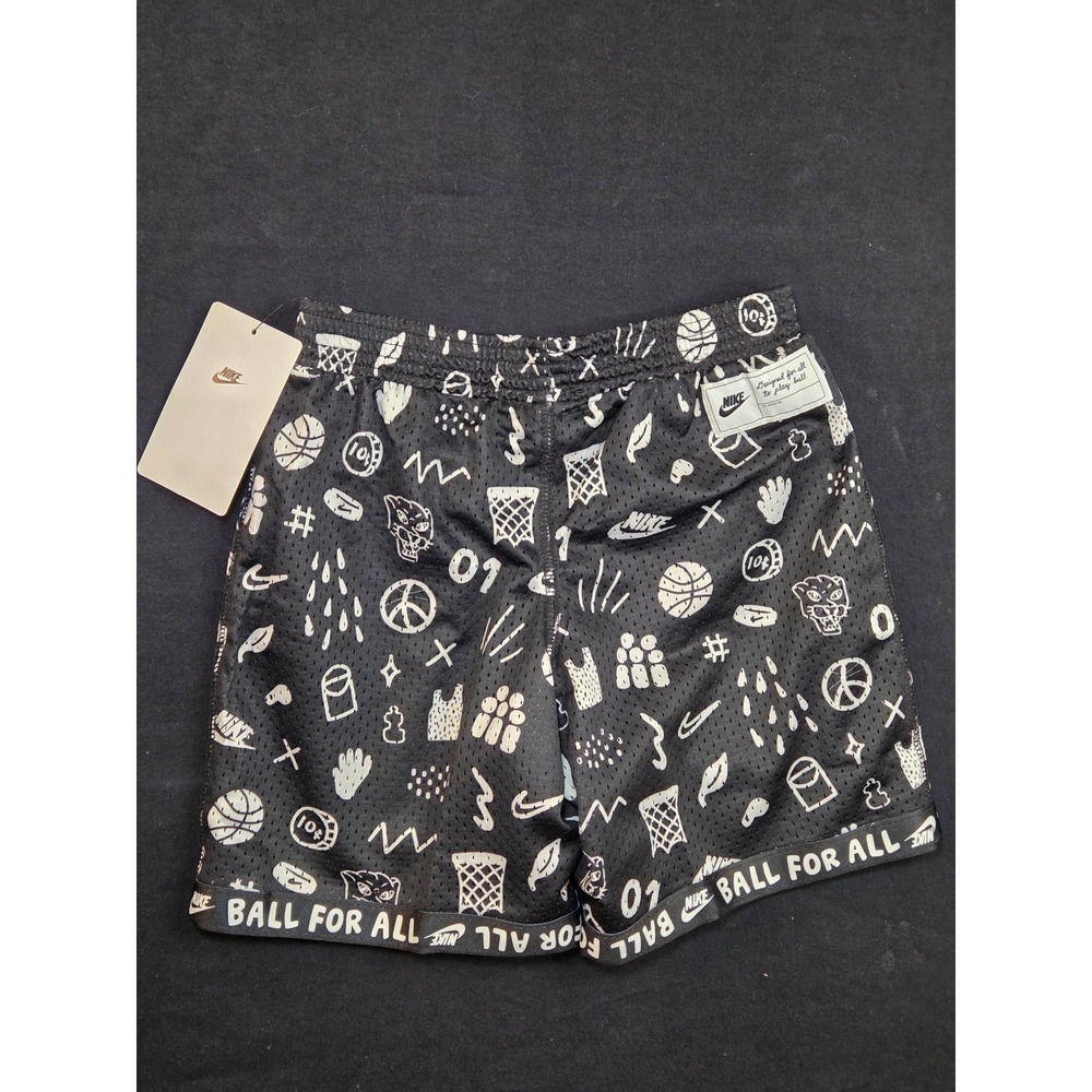 Nike Ball For All Mesh Basketball Shorts Black Doodle Print Size 5 86J778-023 - Picture 6 of 7